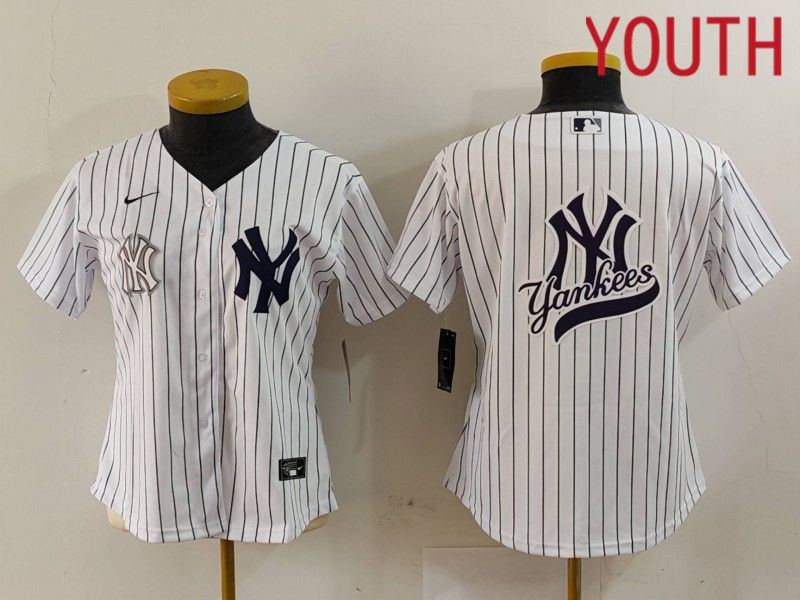 Youth New York Yankees Blank White stripe Game 2024 Nike MLB Jersey style 12->youth mlb jersey->Youth Jersey
